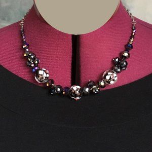 Black Glass Bead Collar Necklace